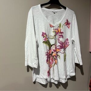 Chico’s women’s v-neck floral print 3/4 buttons on sleeves plus size 4X